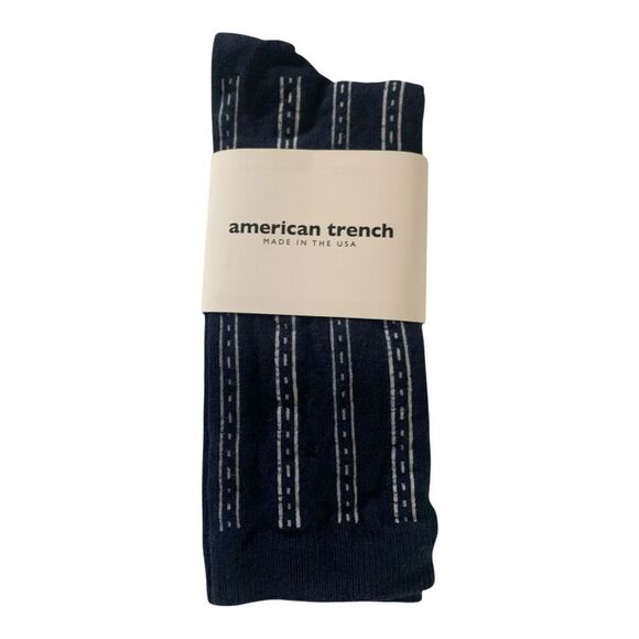 American Trench The Banker Crew Socks Navy Blue, Universal Fit 7–12, Made in USA - Picture 2 of 2